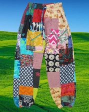 Womans Boho Pant, Trendy Bohemian Hippie Patchwork Gypsy Cotton Trouser S/M/L