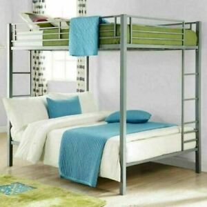 DHP Full Over Metal Bunk Bed Sturdy Frame With Slats - Silver (5530196)