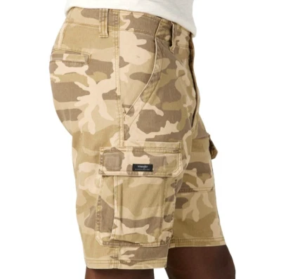 Men's Wrangler Relaxed Fit Cargo Shorts w/ Stretch Beige Tan Camo CHOOSE SIZE - Image 1 of 4