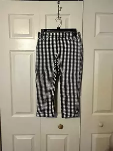 White House Black Market Petite Gingham Slim Crop Pants ~ White & Black ~ 2P NEW - Picture 1 of 7