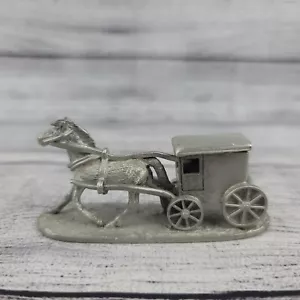 "Figura de colección 1986 de estaño Spoontiques caballo y buggy Amish 3 1/4"" de largo #643" - Imagen 1 de 6