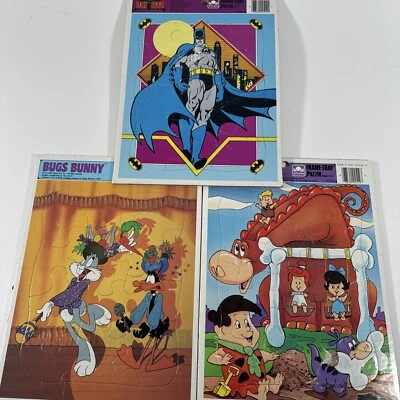 Vtg Golden Frame Tray Puzzle Lot Batman Bugs Bunny Flintstone Kids 80s 90s READ - Image 1 of 4