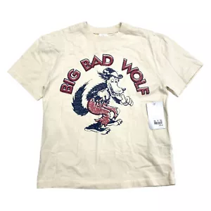 Disney Boys Size 9/10 Graphic Vintage Style T-Shirt 'Big Bad Wolf' Light Tan - Picture 1 of 8
