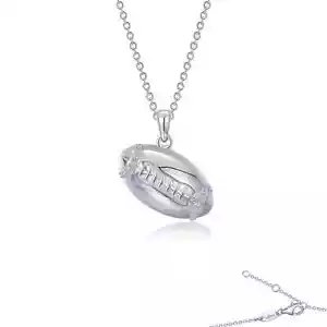 BRAND NEW Lafonn Platinum Plated 0.14CTW Diamond Football Necklace N2022CLP20 - Picture 1 of 3