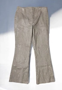 Faux Leather Croc Animal Print Semi Flare Pants Vintage 90s Y2K Glam Punk Rock L - Picture 1 of 5