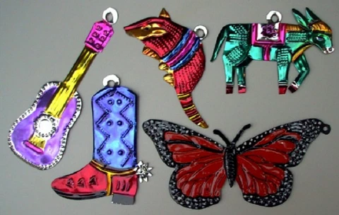 NEW PURPLE GUITAR TIN METAL WALL DECOR HANGING PLAQUE 6" x 2" OAXACAN Cover