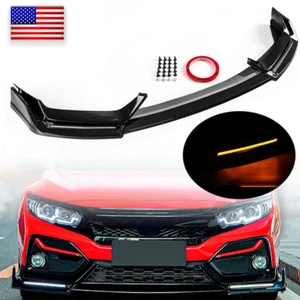 PARA HONDA CIVIC 17-21 Si y HATCHBACK ESTILO BLZ NEGRO BRILLANTE LED PARACHOQUES DELANTERO LAP - Imagen 1 de 13