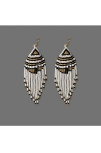 Tribal Earrings Native Large Boho American Seed Beads Handmade Earring - Picture 1 of 4