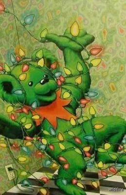 LOT OF 8 GRATEFUL DEAD BEAR XMAS CARDS  greatful art 1996 Jerry Garcia lights - Image 1 of 3