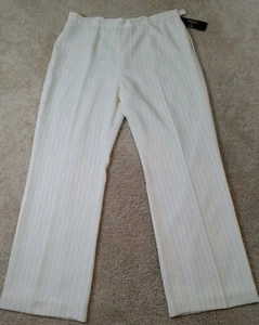Le Suit~Women's Size 14~Vanilla Striped Pants Fully Lined Career Office Wear NWT - Picture 1 of 7