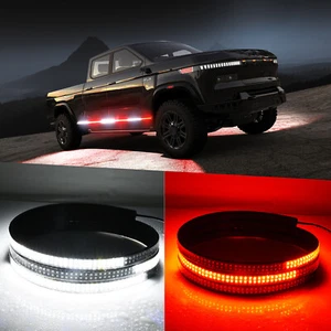 2Pcs 71" Flexible Car LED Hood Lights White+Red Daytime Running Light Strips Kit - Picture 1 of 22