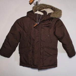 H&M Brown Toddler Coat With A Fur Hood Size 5T - Picture 1 of 3