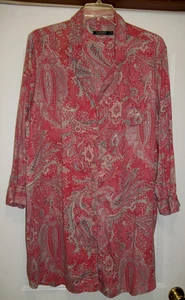 Lauren Ralph Lauren Woman's Sleep Night Shirt 3X Muted Pink Paisley Cotton Blend - Picture 1 of 9