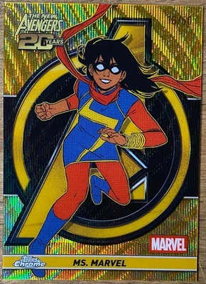 2025 Topps Chrome Marvel, The New Avengers - Gold Wave /50 Ms Marvel AV-8 - Image 1 of 3