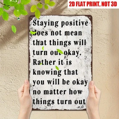 Inspirational Positive Mindset Metal Tin Sign Motivational Wall Decor Resilience - Image 1 of 4