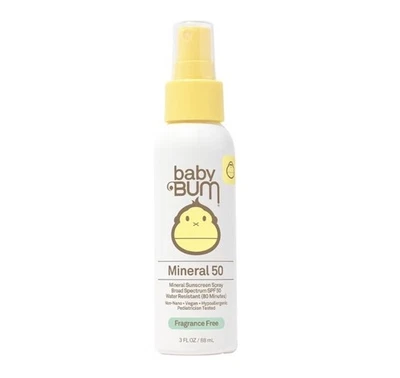BABY Bum Mineral 50 Amplio Espectro FPS 50 Resistente al Agua Spray Sin Fragancia 3oz Foto 1 de 4