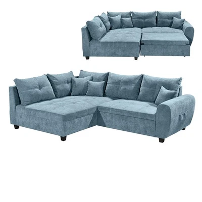 Ecksofa - denim - Liegefunktion - Recamiere links Sofa Wohnlandschaft Couch - Bild 1 von 4