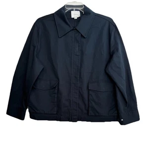 Vince Cotton Blend Twill Jacket Deep Navy Button Up Chore Womens XL - Picture 1 of 12