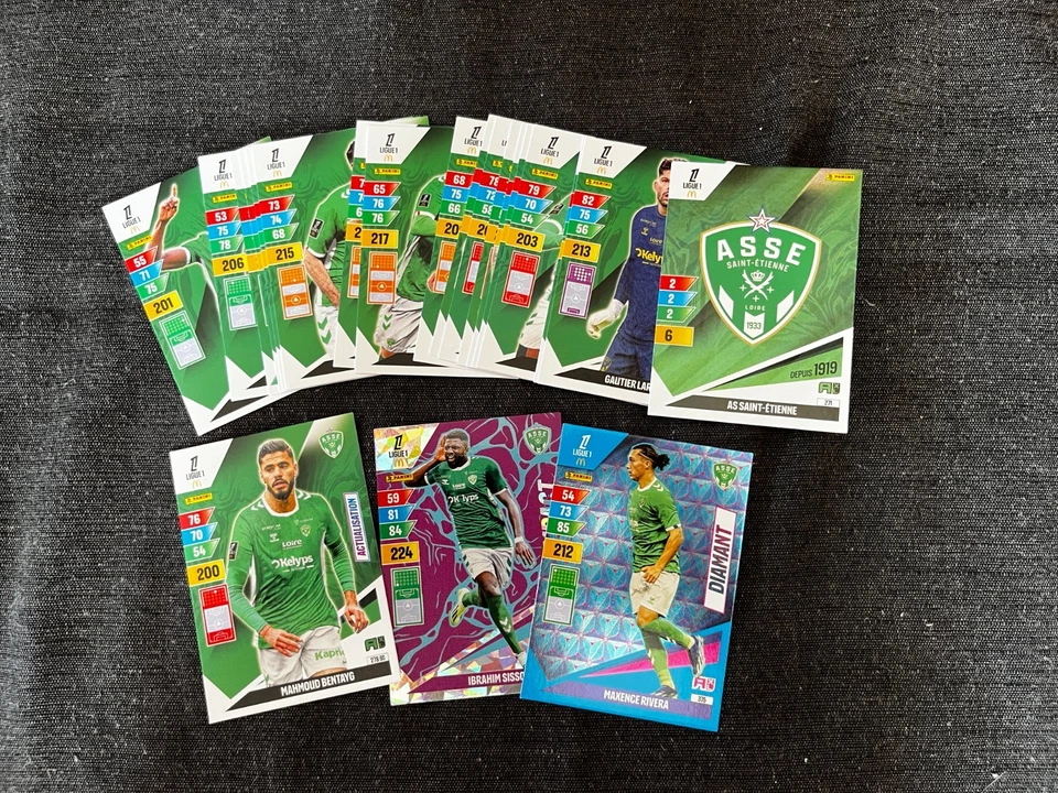 LOT 21 CARDS CARTE PANINI ADRENALYN XL FOOT 2024/25 EQUIPE ST ETIENNE COMPLETE - Photo 1/1