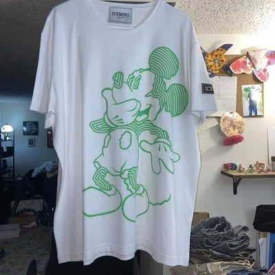 Camiseta Iceberg, Mickey Mouse, camiseta blanca y verde 4XL Foto 1 de 4