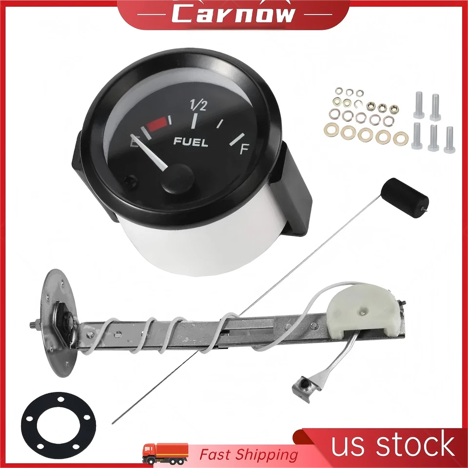 2" 52mm Car Fuel Level LED Light Gauge Meter E-1/2-F Pointer With Fuel Sensor - Image 1 of 4