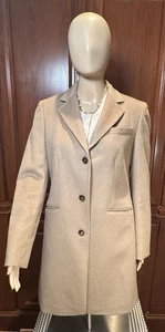 French Antonelle Women’s Lined Wool Overcoat - Camel, Size 12 - Picture 1 of 15