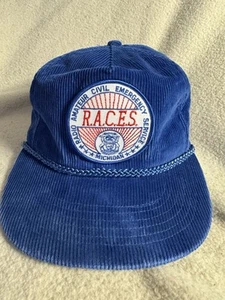 Vintage Ham Radio Hat R.A.C.E.S Amateur Emergency Michigan 80s Nostalgia Snap - Zdjęcie 1 z 15