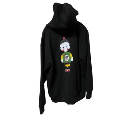 НОВЫЙ пуловер с капюшоном Dragon Ball Z Chiaotzu Chaoz черный с принтом на спине аниме - Изображение 1 из 4