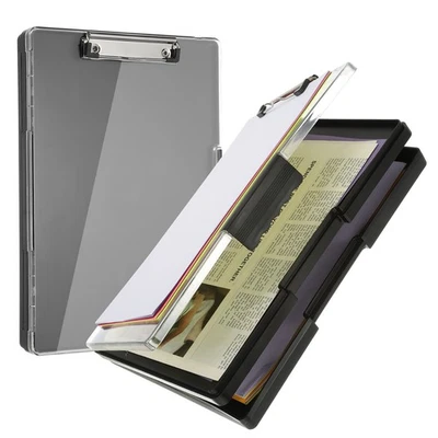 Clipboard with Storage 8.5x11 with Pen Holder A4 Legal Paper Folder, Black Foto 1 de 4