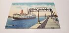 Duluth, MN Lift Bridge Freight Boats 121D Curteich 1940s Linen Postcard Unused!