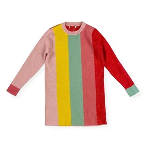 Stella McCartney Girls Kids Knit Metallic Lame Color Block Sweater Dress 12 - Picture 1 of 9