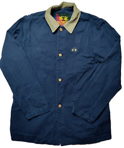 VTG LA MARTINA Men Large Blue 100% Cotton Long Sleeve Polo Chore Jacket