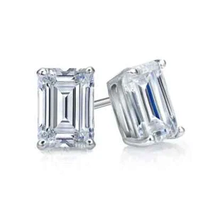 2,04 ct IGI-zertifiziert im Labor gezüchteter Diamant Ohrstecker Smaragdschliff 14 K Weißgold - Bild 1 von 3