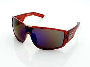 Quicksilver Sports Wrap Shield Sunglasses Black Brown Frame Blue Mirror Lens NEW - Picture 1 of 10