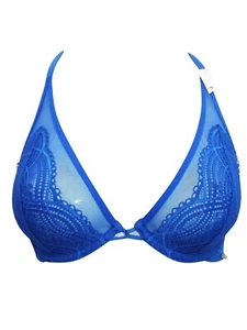 Ex Boux Avenue Ladies Cobalt Blue Zoe Plunge Bra - Size 30B - Picture 1 of 5