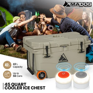45 Quart Cooler Ice Chest Portable 56 Cans Capacity w/Bluetooth Speaker & Light - Picture 1 of 17