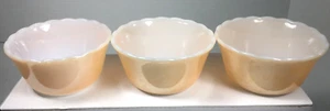 3 Vintage Fire King Peach Luster Scalloped Edge Custard Bowls - Picture 1 of 16