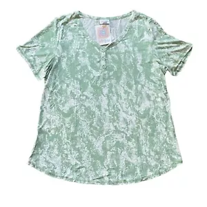Large Bailey LuLaRoe Y-Ausschnitt Top ~ grün & weiß Batik ~ Größen 12-14; neu mit Etikett - Bild 1 von 2