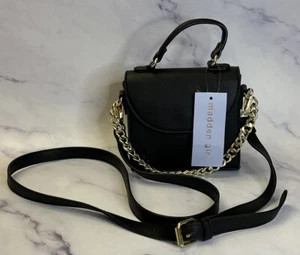 Madden Girl Black Crossbody Handbag Purse MGK-5854 New NWT Gold Chain Handle - Picture 1 of 11
