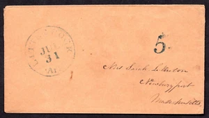 US 1840s LITTLE ROCK ARK. IMPRINTED "5" FOR POSTAGE STAMPLESS LETTER - Picture 1 of 2