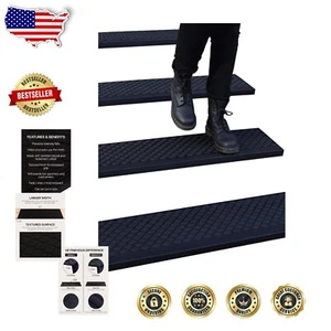Weatherproof Non-Slip Rubber Stair Treads 48''x10'' - Safety for Outdoor Steps - Picture 1 of 10