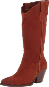 SAM EDELMAN WOMEN'S JAMIE WESTERN BOOTS RUST SUEDE LEATHER SIZE 6.5 NWOB - Picture 1 of 7