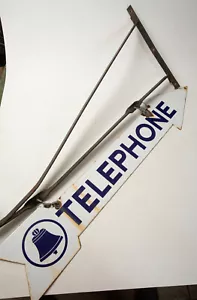 Bell System Telephone Arrow Sign w/Bracket Advertising Sign (HSE) Double Sided - Picture 1 of 12
