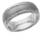 Platinum 14k 10k 18k silver white gold wedding band ring hand engraved mens 6mm