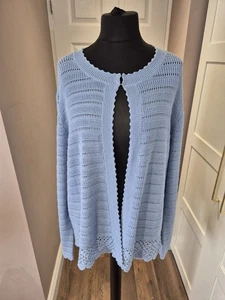 Cardigan Monsoon cotone maglia fiordaliso blu Uk2xl chiusura gancio e occhiello estivo - Foto 1 di 9