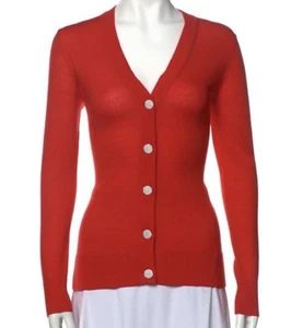 NEW TORY BURCH Simone Cardigan Logo Button Sweater Size XS Spark Red NWT - Picture 1 of 5