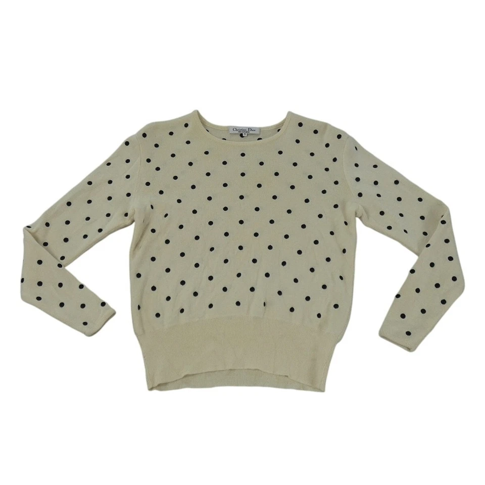 Suéter Christian Dior Mujer M Off White Crema Pret A Porter Lunares Agujero Foto 1 de 4