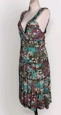 KENAR - Vestido Verde Multicolor Geo Estampado Sin Mangas Hasta la Rodilla - Para Mujer Talla 8 Foto 1 de 3