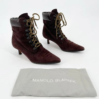 Botines Timberland vintage Manolo Blahnik Oklamod marrón gamuza con cordones 35,5 Foto 1 de 4
