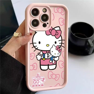 Cute Cat Back Case Girls ShockProof Phone Cover For iPhone Samsung Honor Xiaomi - Image 1 of 4